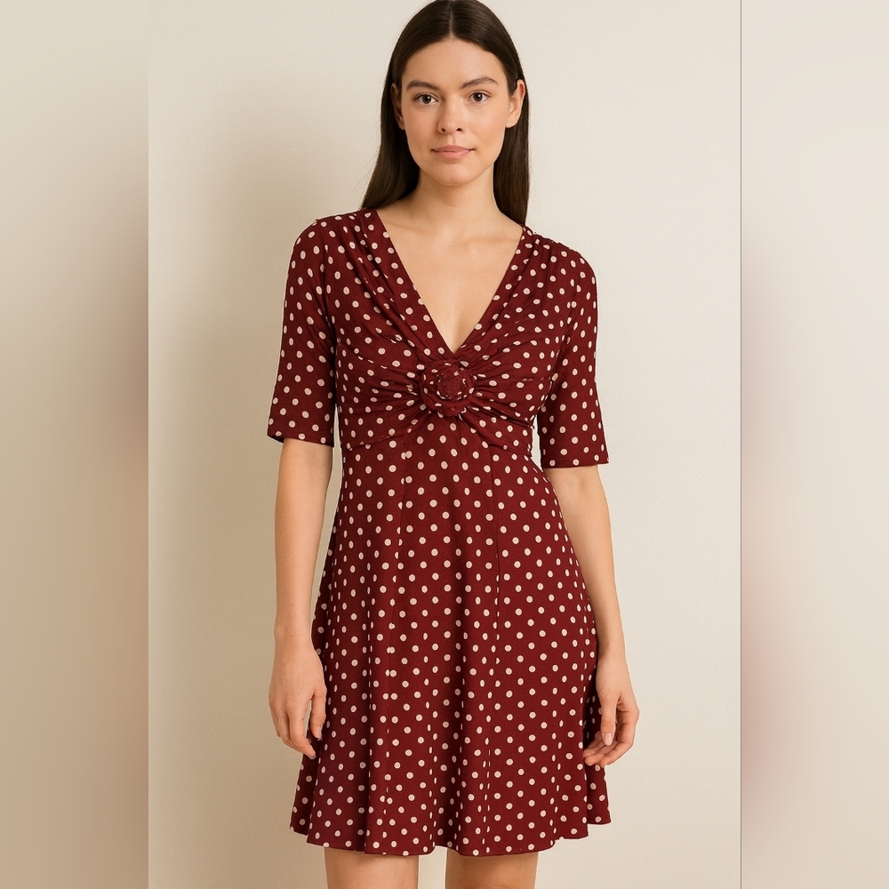 ✨ Amanda Lane Red Polka Dot Dress – Women’s Size M ✨